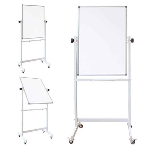 DEVELOP Magnetic Mobile White Board with Stand, 36 x 24 Inches, Rolling Double Sided Dry Erase Board on Wheels, Small Writing Standing Whiteboard Easel Easy Flip for Home, Office & School