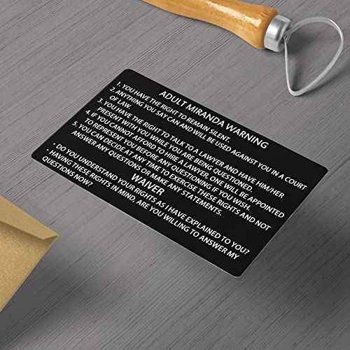 24 PCS Metal Miranda Warning Card, Juvenile Miranda Rights Card Metal Laser Engraved Insert (Black)