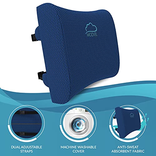 Modvel Lumbar Support Pillow for Office Desk Chair - Memory Foam Back Cushion (MV-101-BLUE)