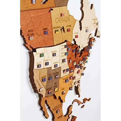 World Flags Wooden Markers (346 Pieces) Adhesive Back Thumb Tacks map Push pins - for Bulletin Board, Wooden map, Office