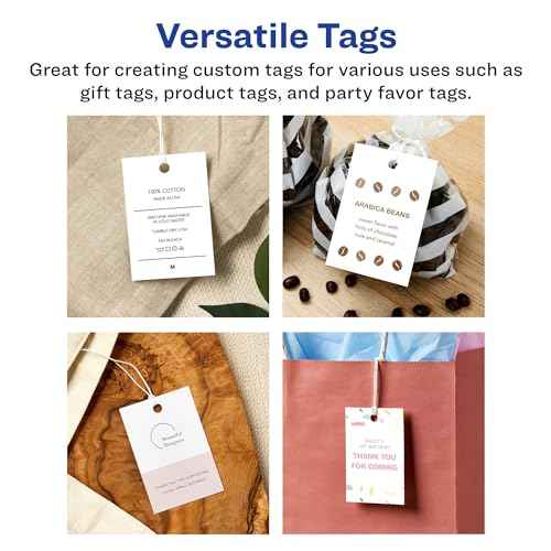 Avery Printable Rectangle Tags, Strings, Sure Feed Technology, 2" x 3", Matte White Cardstock, Print-to-the-Edge, Laser/Inkjet Tags, 200 Total