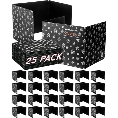 25 Plastic Privacy Folders for Students ? Durable ? Black Desk Dividers for Students, Easy-Store Privacy Shields for Student Desks, Testing for Classroom, Test Dividers