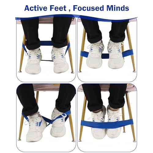10 Pack Chair Bands for Kids with Fidgety Feet, Classroom Must Haves, Flexible Seating Chair Bands for Sensory Focus, Fidget ADHD Autism School Desks Supplies (Blue)