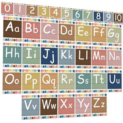 Bulletin Board Letters - ABC Alphabet Poster Classroom Decor Set Preschool English Poster Kindergarten/Primary School Classroom Wall Decor Daycare/Homeschool Supplies 10inx5.5in