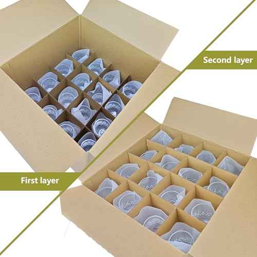 4 Sets Moving Boxes with Divider Kits,16 x 16 x 13 Inch Glassware Dish Packing Box Kitchen Moving Box Corrugate Dividers with 128 Pcs Foam Pouches,1 Pcs Tape Rolls with Dispenser(Two Layer)