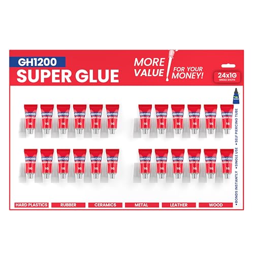 1 Gram x 24 PCs Super Glue All-Purpose – Thick, Fast-Drying CA Adhesive