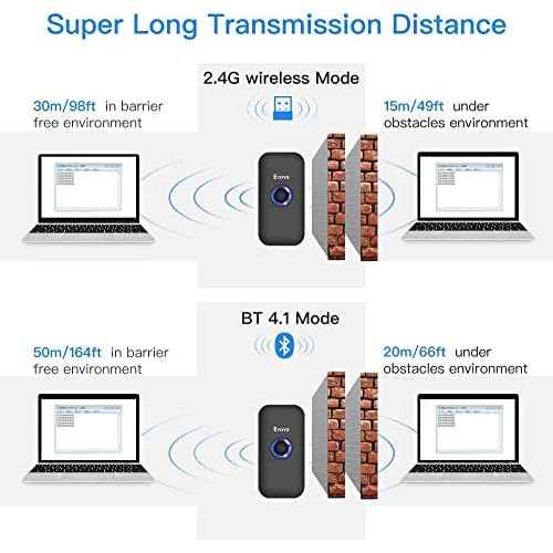 Eyoyo Wireless 1D CCD Barcode Scanner Bluetooth, 2.4G Wireless & Wired 3-in-1 Bar Code Scanner Portable USB 1D ISBN Book Reader, Compatible with Tablet iPhone iPad Android Windows Mac OS