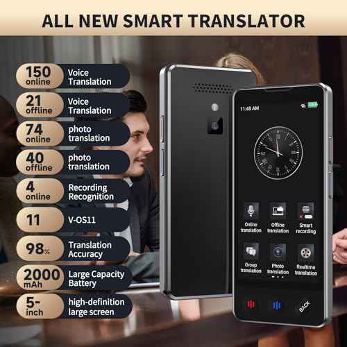 AI Language Translator Device, 2025 Upgraded Translator No WiFi Needed, Support ChatGPT, Voice Instant Two-Way 150 Language Translator, Offline/Recording/Photo Translation for Business Travel