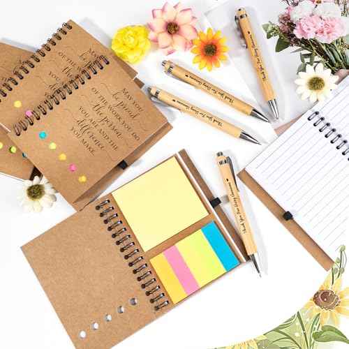 20 Sets Employee Appreciation Gifts Bulk Inspirational Spiral Notebook Journal with Sticky Notes Bamboo Pens Christmas Gifts for Employees Coworker Team Nurse Teacher Office Staff Xmas Thank You Gifts