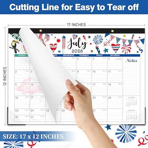 2026 Desk Calendar, 12 Months Desk Calendar 2026, January 2026 - December 2026, 17" x 12", with Large Ruled Blocks for Planning