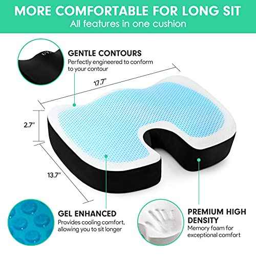 Seat Cushion for Office Chair,Memory Foam Seat Cushion,Tailbone,Sciatica,Lower Back Pain Relief,Chair Cushion for Car,Wheelchair,Computer and Desk Chair