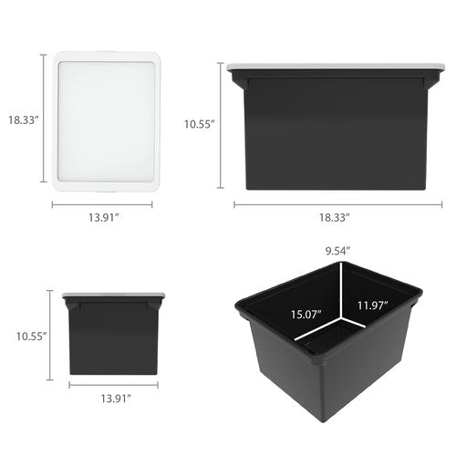 Storage Plastic File Tote Storage Box with Snap-On Lid, Letter/Legal Size, Black/Silver (61528A01C)