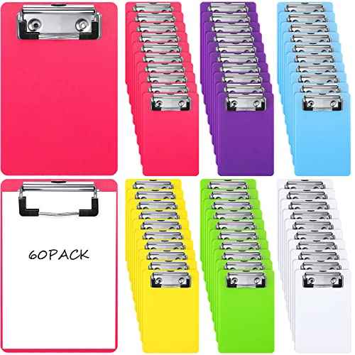 60 Pack Bulk Mini Clipboards 4 x 6 Inch Memo Small Clipboards Colorful Plastic Check Presenters for Restaurants Pocket Small Notepads Receipts Tickets for Office Cafe Shopping List