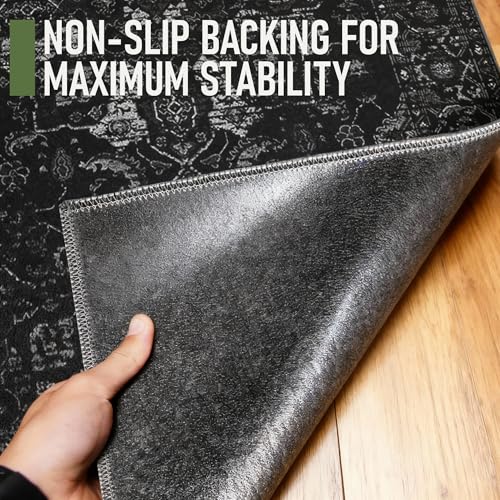 Rizvarro 36x48 Black Office Chair Mat for Hardwood Floors – Non-Slip, Washable Desk Rug