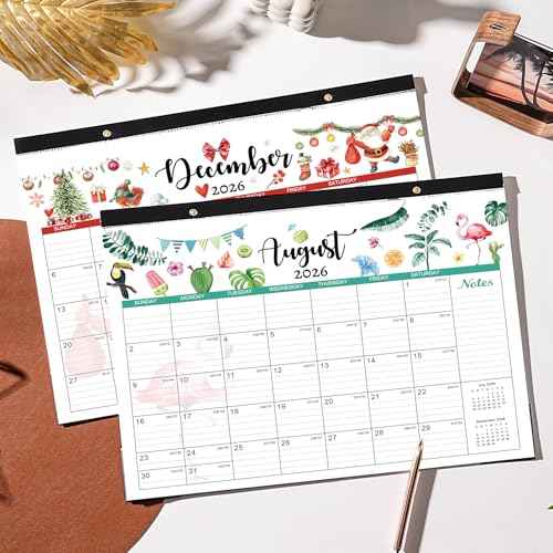 2026 Desk Calendar, 12 Months Desk Calendar 2026, January 2026 - December 2026, 17" x 12", with Large Ruled Blocks for Planning