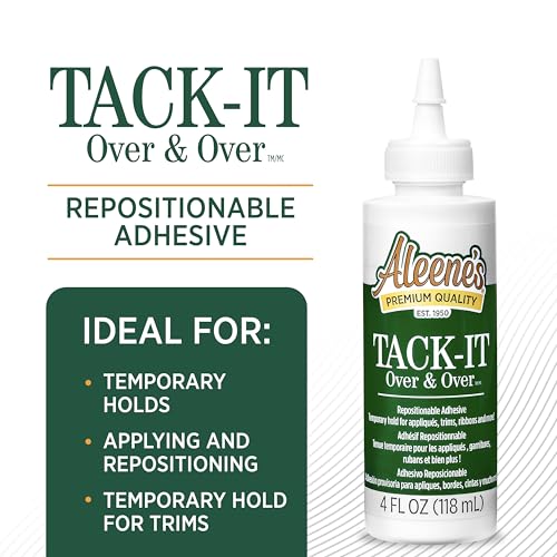 Aleene's Tack-It Over & Over Repositionable Liquid Glue 4 fl oz - Removable Adhesive, Clear, Pack of 1
