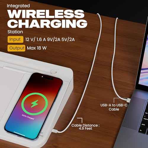 NEXTLUXE Glass Desk Whiteboard with Wireless Charger - Desktop Whiteboard with Storage, Weekly Planner, Dry Erase Pad, Organizer Drawer for Home, School, Office Gadgets ? White