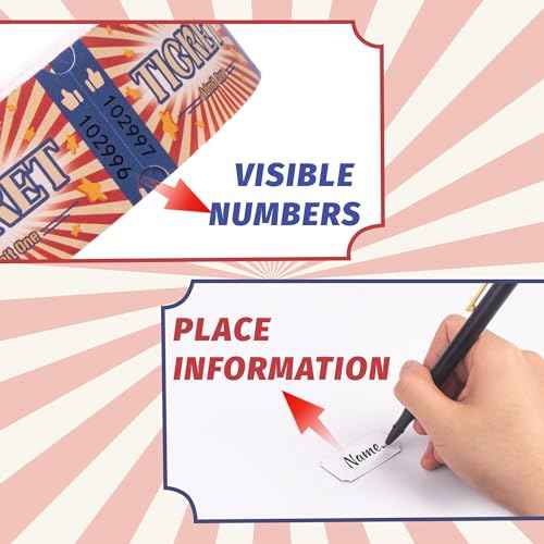 Carnival Roll Raffle Tickets Single Roll Carnival Party Tickets for Events, Classroom or School Carnivals, Fall Carnival, Family Games, Door Prizes (1000 Pcs)