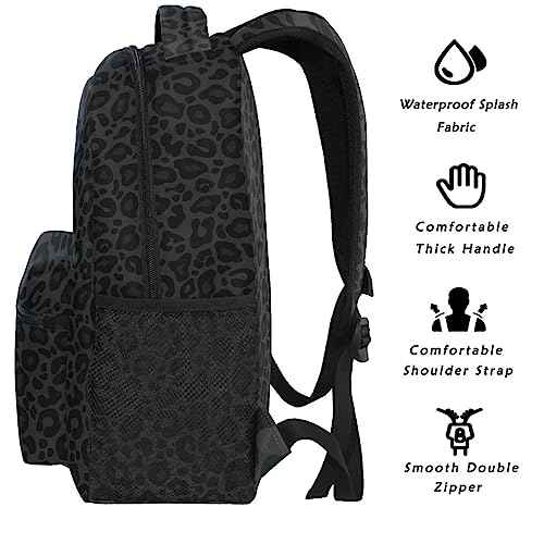 Black Leopard Backpack Animal Skin Print Bookbag Daypack Travel Hiking Camping School Laptop Bag