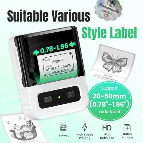 Itari Label Maker Machine with Tapes, M102 Bluetooth Sticker Maker, Portable Barcode Label Printer for Small Business, Address, Logo, Jar Price, Inkless Thermal Printer for Office, Home, White
