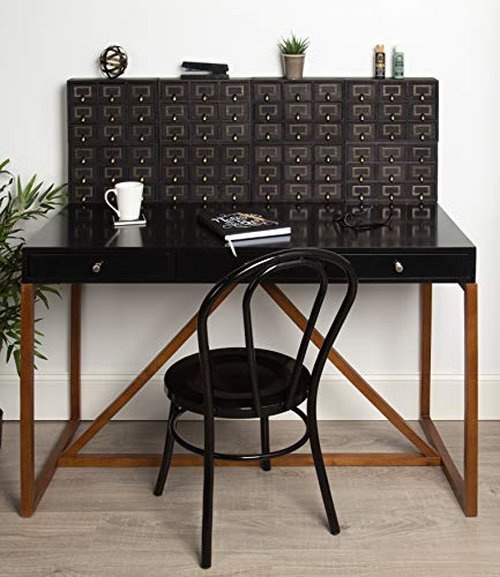 Kate and Laurel Apothecary Wood Desk Drawer Set, 9 Drawers, Rustic Black