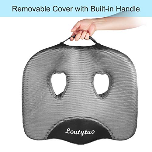 LOUTYTUO Gray Seat Cushion Pillow — 100% Memory Foam, Washable Cover, Tailbone & Back Pain Relief