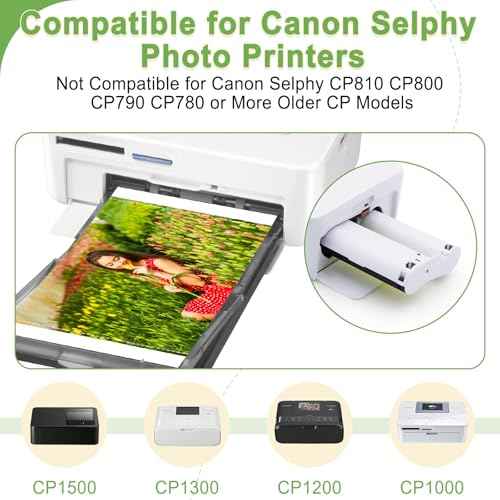Compatible for Canon Selphy CP1500 CP1300 Ink and Paper Set RP-108IN RP108 2 Color Ink Cartridges and 108 Sheets 4x6 Photo Paper Glossy for Selphy CP1200 CP1000 CP910 CP820 Compact Photo Printers