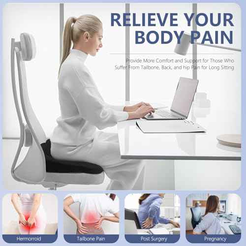 Thicker Seat Cushion for Office Chair, Big Gel Seat Cushion for Long Sitting, Support for Sciatica & Back Pain Relief, Breathable Chair Seat Pads Egg Wheelchair Cushion for Home Car Kayak Stadium