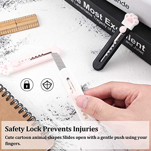 Retractable Utility Knife Set - 6 Cute Cat Paw Box Cutters for DIY & Packaging