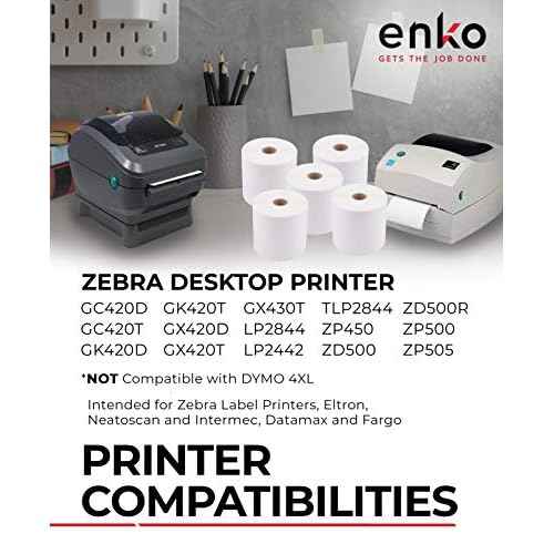 enKo (3 Rolls, 1350 Labels) 4 x 6 Direct Thermal Address & Shipping Labels - Compatible 4x6 Shipping Label for Zebra Printer 2844 ZP450 ZP-500 ZP-505, Rollo, Eltron, Neatoscan