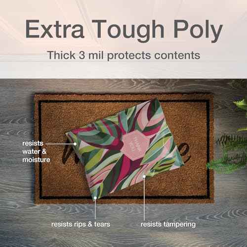 Quality Park Thank You Poly Mailers, 10 x13 Inch Shipping Envelopes, 100 Pack, Self Seal, Waterproof Shipping Bags for Clothing, Leaf (QUA89300)