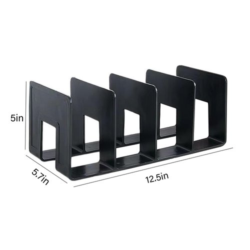 Zhousensen 2PCS Acrylic File Organizer for Desk, Desktop Document/Mail Organizer, 4 Compartments Plastics Invisible Bookshelf Floating (12.5" x 5.7" x 5", Black)