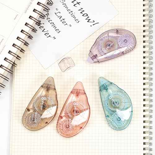 4 Pack Double Sided Tape Roller, Scrapbook Supplies, Glue Tape Roller for Crafts, Double-Sided Adhesive Tape Runner for Scrapbooking, School Office Journaling Supplies (0.31 in X 26.25 ft)