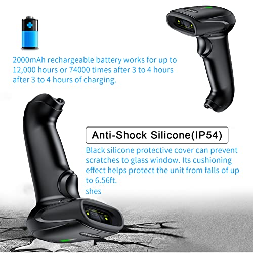 Wireless Barcode Scanner Symcode 1D 2-in-1 Handheld Laser with 400m Range