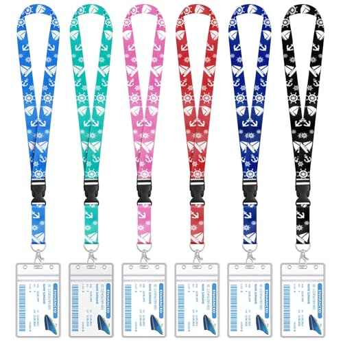 6 Pack Cruise Lanyard for Ship Cards Detachable Lanyards with Waterproof ID Badge Holder, 2025 Cruise Essentials Accessories