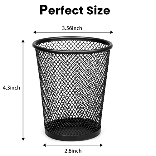 QYH Mesh Pencil Holder for Desk 6 Pack - Black Metal Cone Design