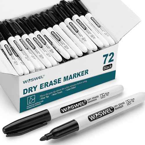 Dry Erase Markers Bulk, 72 Pack Black Fine Tip Whiteboard Markers