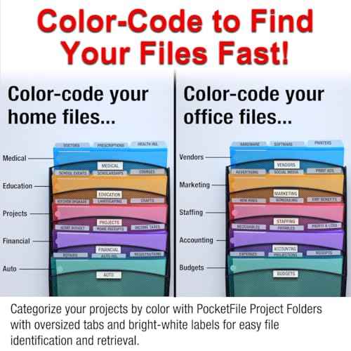 Ultimate Office Mesh Wall File Organizer, 8 Tier Vertical Mount Hanging File Sorter. Multipurpose Display Rack Includes 18, 3rd Cut PocketFile Clear Document Folder Project Pockets (Black)