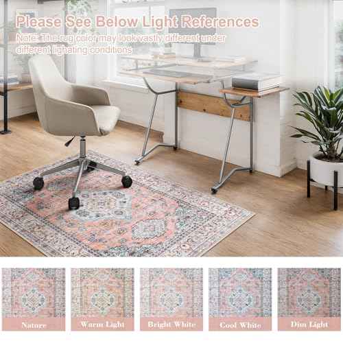 Anidaroel 48"x60" Office Chair Mat for Hardwood Floor, Floor Mat for Office Chair, Boho Under Desk Rug, Office Rugs for Rolling Chairs, Anti-Slip Desk Chair Mat for Hardwood, Terracotta