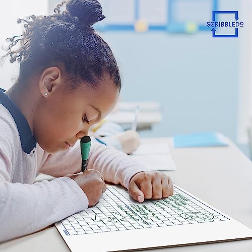 SCRIBBLEDO 10 Pack Dry Erase Graph Whiteboard 11"x14" Double Sided Dry Erase Board with Grid for Home School Classroom Kids and Students Portable Grid Board for Graphing and Geometry Coordinate Plane
