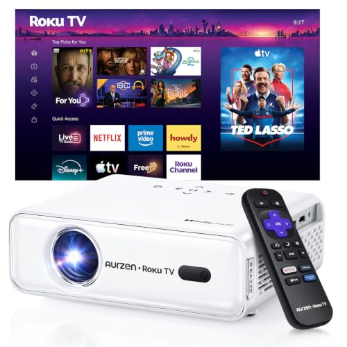 Aurzen Roku TV D1R Smart Portable Outdoor Projector with WiFi & Bluetooth - 1080P HD