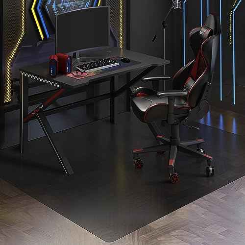 SALLOUS Chair Mat for Hard Floors, 63" x 51" Non-Slip Vinyl Chair Mat for Hardwood Floor, Multi-Purpose Hard Floor Protector Desk Mat for Home Office (Translucent Black)