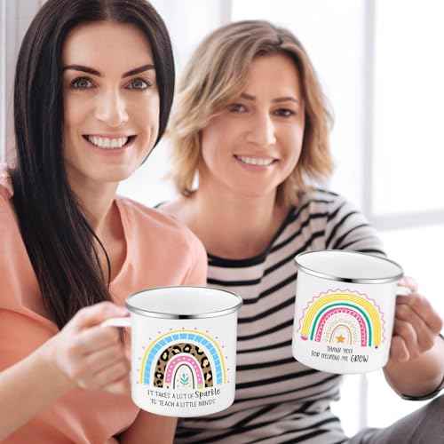 18 Pcs Teacher Appreciation Gifts Set for Women, Christmas Thank You Gifts Makeup Bags Enamel Mugs Socks Bulk 2025 Present for Teacher's Day Merry Xmas Thanksgiving