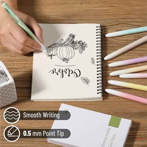 Mr. Pen Retractable Gel Pens, 8 Pack, Black Ink, Pastel Barrel, Fine Point 0.5mm, Retractable Pens, Cute Pens for Journaling