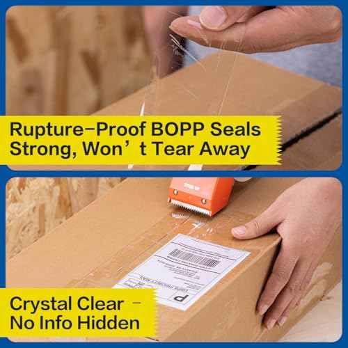 STICK UP Heavy Duty Packing Tape with Dispenser, 1 Roll, 1.88" x 65 YDs, Clear Strong Adhesive Package Sealing Tape for Shipping Moving Boxes, Mailing Supplies and Storage