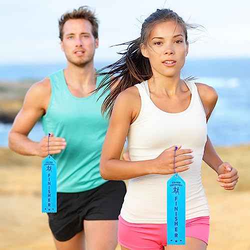 Preboun Award Ribbons Cross Country Finisher Ribbons with Event Card and Rope Field Day for Competition Sports School Contests Team Prizes Office, Blue