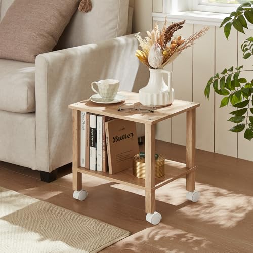 2 Tier Printer Stand with Storage,Under Desk Shelf Printer Table,Small Printer Stand with Wheels,Rolling Printer Cart for Office