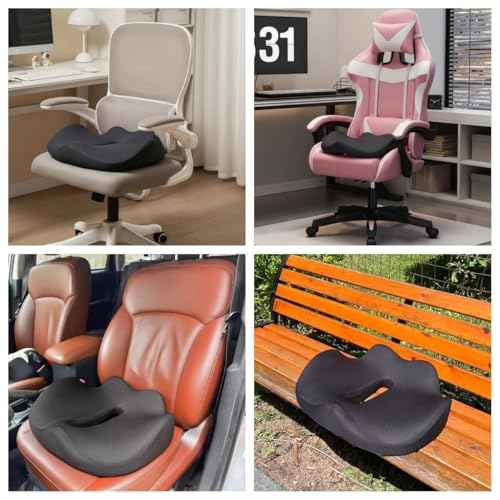 Seat Cushion for Office Chairs XL, Tailbone Pain Relief, Game Chair Cushion, Desk Chair Cushion, Memory Foam, Non-Slip Bottom with Zipper, Pillow, with Portable Handle