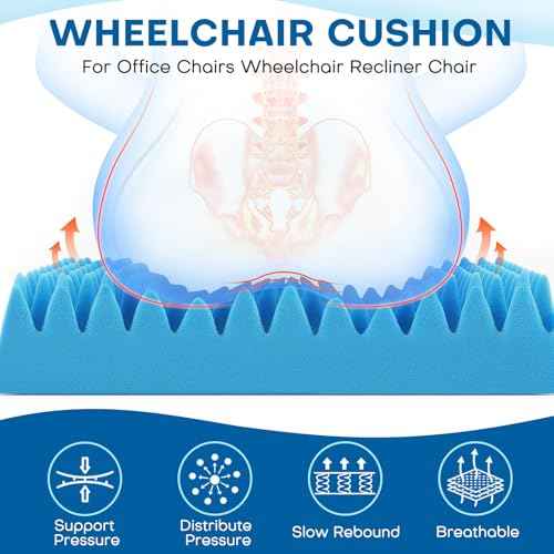 2 Pack Pressure Relief Egg Crate Seat Cushion, Eggcrate Wheelchair Cushion Backrest Chair Pad for Long Sitting, Breathable High-Resiliency Egg Crate Foam Cushions for Office Chair, Car Seat, Recliner