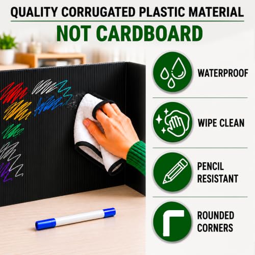 JUZARI 12 Pack Black Privacy Folders for Students Classroom Testing Dividers